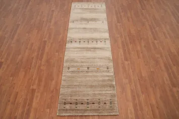 Graceful and Simple Gabbeh Runner Rug 3x9 with Tribal Inspired Motifs