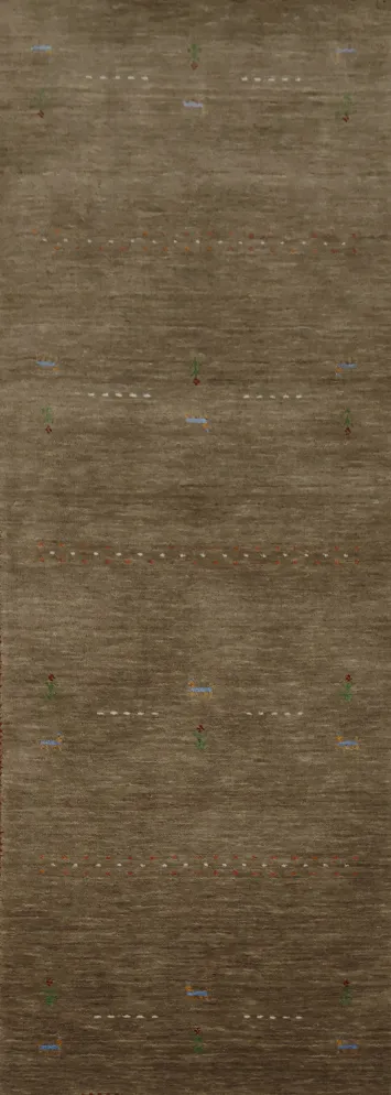 Neutral Toned Gabbeh Runner Rug 2x8 with Delicate Colorful Accents