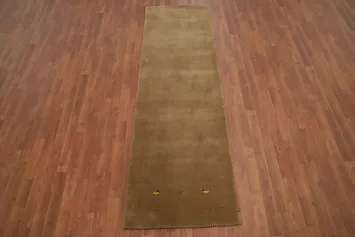 Sophisticated Gabbeh Runner Rug 3x8 Offering Timeless Simplicity