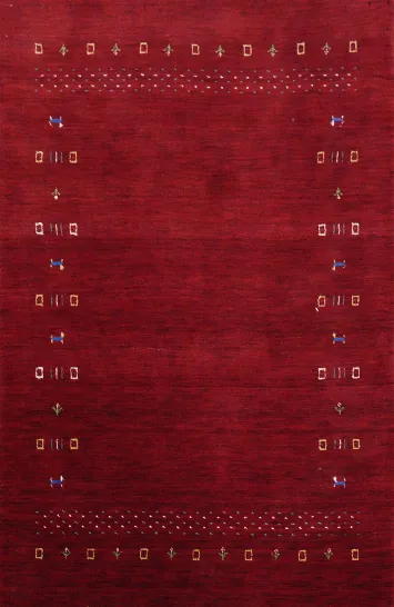 Rich Red Elegance Luxurious Wool Gabbeh Rug 4x6