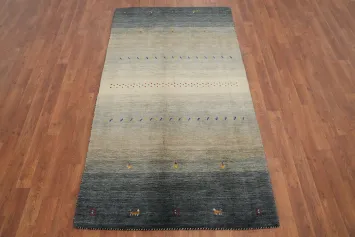 Versatile Gradient Gabbeh Rug 4x6 with Delicate Colorful Patterns