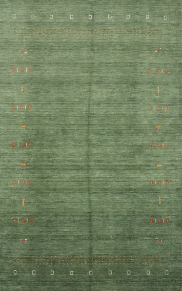 Handmade Green Gabbeh Oriental Area Rug 6x9