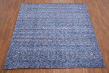 Handmade Blue Gabbeh Square Area Rug 6x6