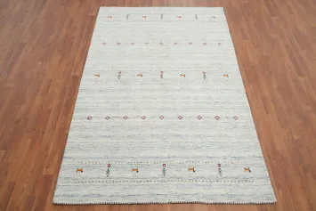 Little Animals Wool Gabbeh Oriental Area Rug 5x8