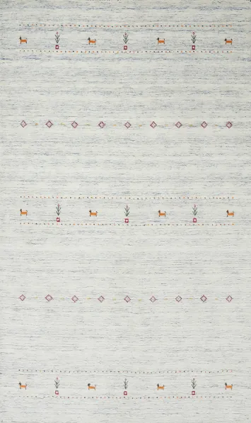 Little Animals Wool Gabbeh Oriental Area Rug 5x8