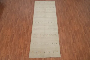 Tribal Minimalist Gabbeh Runner Rug 4x12 with Subtle Tones