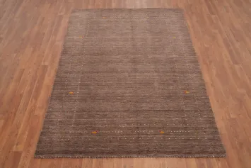 Handmade Brown Wool Gabbeh Oriental Rug 5x7