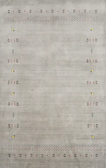 Elegant Gray Gabbeh Area Rug 5x8 with Subtle Tribal Accents
