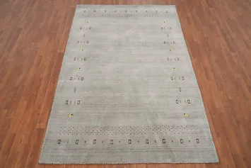 Elegant Gray Gabbeh Area Rug 5x8 with Subtle Tribal Accents