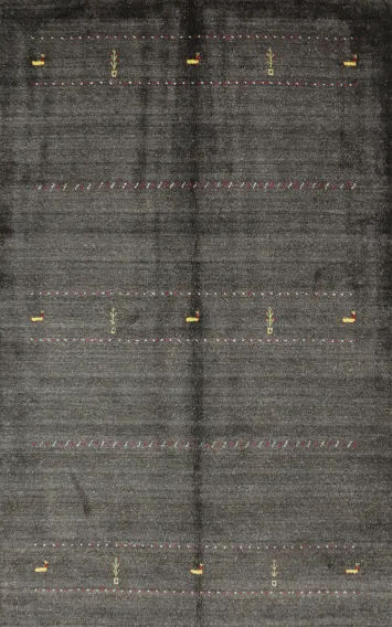 Elegant Dark Gabbeh Area Rug 6x8 with Subtle Animal Details