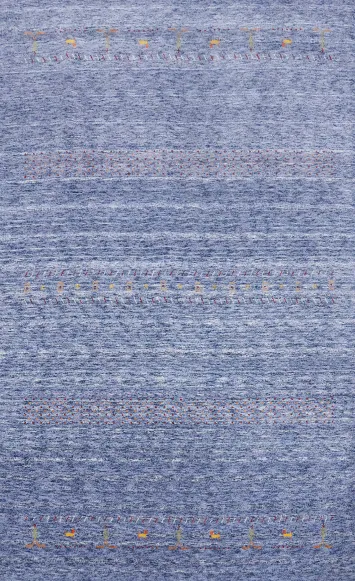 Premium Blue Gabbeh Rug 5x8 with Tribal Pattern Highlights