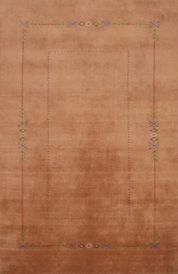 Elegant Terra-Cotta Gabbeh Rug 5x7 with Subtle Tribal Pattern