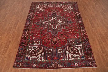 Vegetable Dye Red Heriz Persian Area Rug 7x11