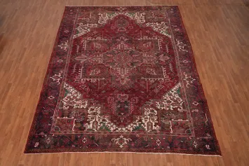 Red Geometric Heriz Vegetable Dye Persian Rug 10x13
