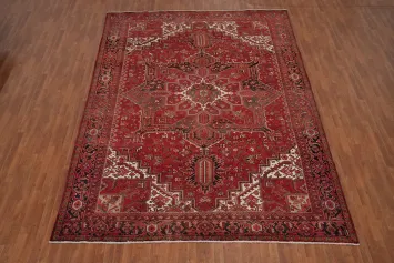 Handcrafted Red Vintage Heriz Persian Area Rug 10x13