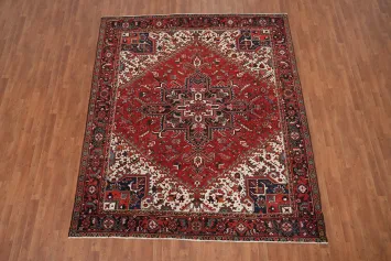 Red Geometric Heriz Vegetable Dye Persian Area Rug 8x10