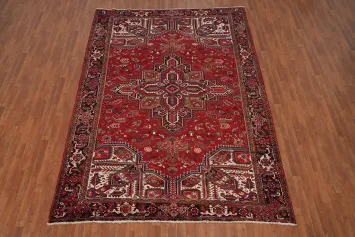 Vegetable Dye Geometric Heriz Persian Area Rug 8x12