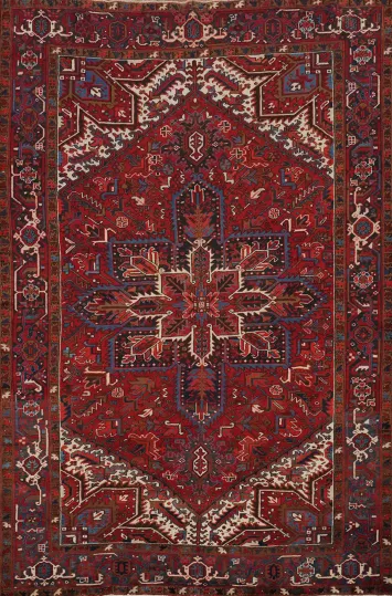 Red Wool Heriz Persian Vegetable Dye Area Rug 8x11