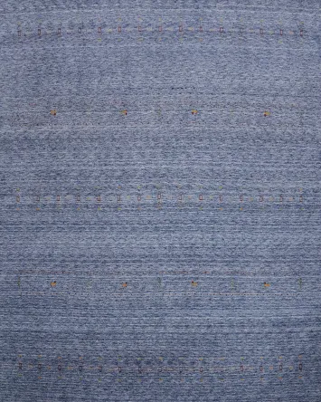 Elegant Blue Gabbeh Area Rug 10x10 with Subtle Pattern Accents
