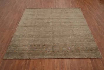 Neutral Brown Gabbeh Area Rug 8x8 Perfect Foundation for Any Room Decor