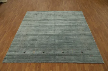 Luxurious Gabbeh Rug 8x8 with Accent Stitching Detail