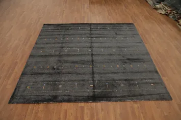 Dark Tribal Gabbeh Square Wool Area Rug 8x8