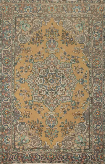 Graceful Tabriz Persian Area Rug 6x9 in Warm Earthy Tones