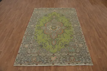 Handcrafted Green Persian Area Rug 6x9 with Exquisite Detailing