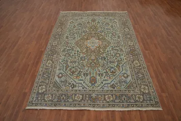 Mint Green Wool Tabriz Persian Area Rug 7x10