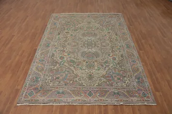 Floral Wool Medallion Tabriz Persian Area Rug 7x10