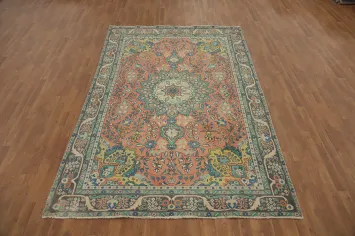 Traditional Floral Tabriz Persian Area Rug 6x10 with Rich Warm Colors