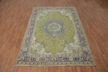 Green Wool Tabriz Persian Area Rug 6x9