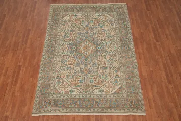 Vintage Geometric Tabriz Persian Area Rug 6x9