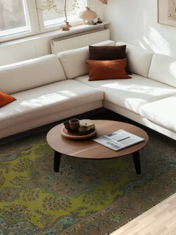 Green Floral Traditional Tabriz Persian Area Rug 6x10