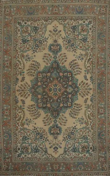 Vintage Wool Tabriz Persian Area Rug 6x10