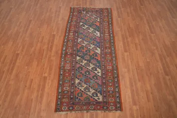 Pre-1900 Antique Kazak Vegetable Dye Wool Rug 4x8