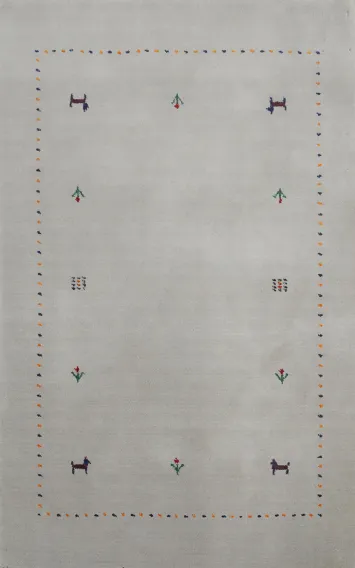 Silver Gray Gabbeh Handmade Accent Rug 3x4