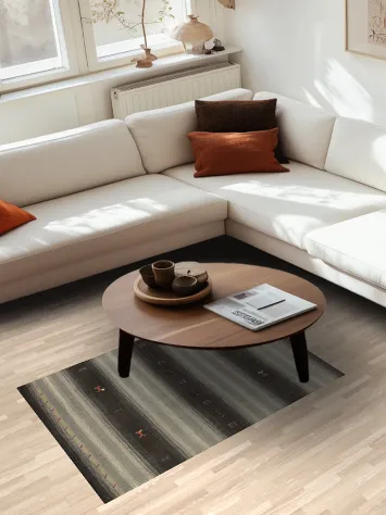 Striped Wool Gabbeh Indian Accent Rug 3x5