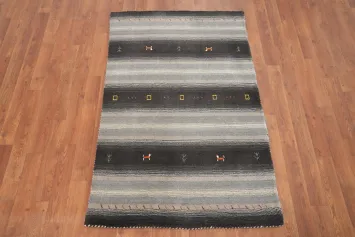 Elegant Handmade Gabbeh Rug 3x5 with Subtle Geometric Patterns