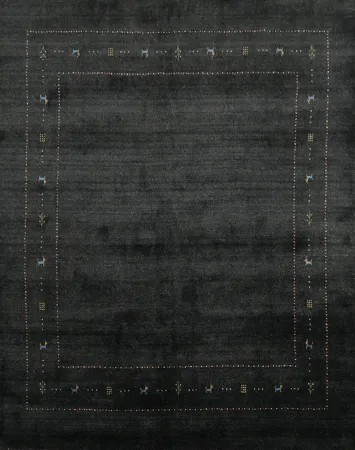 Sleek Gabbeh Area Rug 8x8 Featuring Minimalist Borders