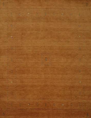 Elegant Orange Gabbeh Area Rug 8x8 with Subtle Accents