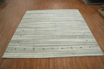 Elegant Gabbeh Area Rug 10x10 with Subtle Geometric Patterns