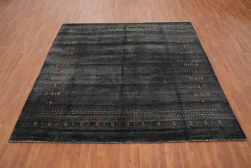 Elegant Dark-Toned Gabbeh Area Rug 8x8