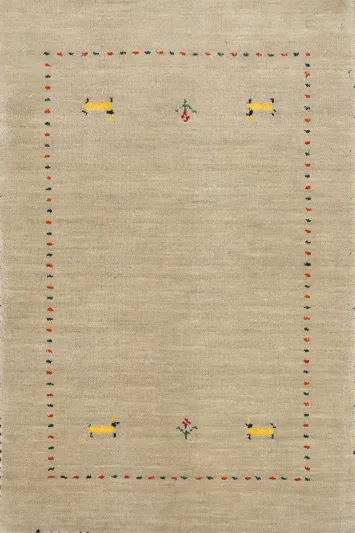 Beige Gabbeh Rug 2x3 with Vibrant Accents: Perfect for Stylish Living Rooms