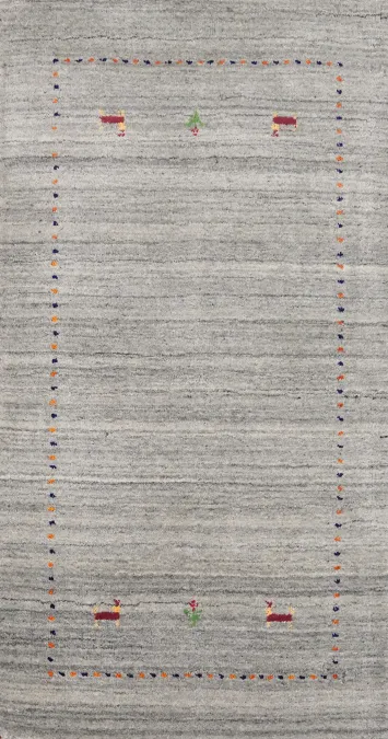 Tribal Gabbeh Handmade Gray Rug 2x4