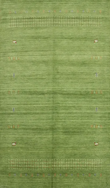 Elegant Grass Green Gabbeh Area Rug 6x9