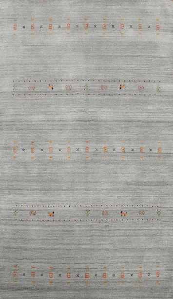 Tribal Gray Wool Gabbeh Oriental Area Rug 5x8