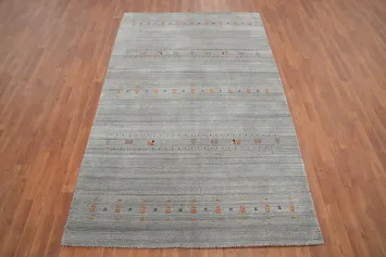 Tribal Gray Wool Gabbeh Oriental Area Rug 5x8