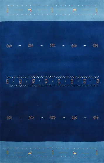 Ocean Hues Gabbeh Rug 4x6 with Elegant Subtle Patterns
