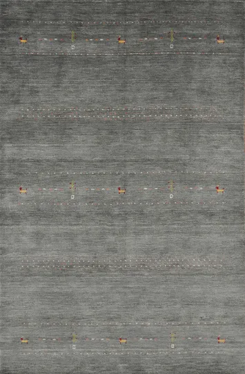 Sophisticated Grey Gabbeh Area Rug 5x7